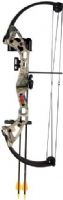 Bear Archery AYS300CR Brave Camo Right Hand Bear Bow Set; 8 & Up Suggested Age Range; 26in. Axle-to-Axle; 13.5-19in. Draw Length; Peak weight from 15 up to 25 lbs.; Durable Composite Limbs and Riser; 5.5in. Brace Height; 65% Let Off; Includes: (2) Safetyglass Arrows, Armguard, 2-Piece Arrow Quiver, Finger Tab, Whisker Biscuit Arrow Rest, 1-Pin Sight and Temporary Tattoo; UPC 754806143521 (AYS-300CR AYS 300CR AYS300-CR AYS300 CR) 