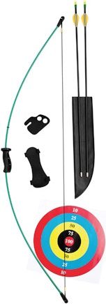 Bear Archery AYS6300 Wizard Bow Set; 5 to 10 Suggested Age Range; 44in. Overall Bow Length; 17- 24in. Draw Length; 10 -18lb. Draw Weight; Durable Composite Limbs; For Left or Right Hand; Includes: 2 Safetyglass Arrows, Armguard, Arrow Quiver, Finger Tab and Sight Pin; UPC 754806120256 (AYS-6300 AYS 6300 AY-S6300)