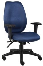 Boss Office Products B1002-BE High Back Task Chair, Blue, High-back styling upholstered with commercial grade fabric, Ratchet back height adjustment allows perfect positioning of the back cushion for lumbar support, Adjustable height armrests with soft polyurethane, Frame Color Black, Cushion Color Blue, Arm Height: 24.5"-31" H, Seat Size: 20" W x 19" D, Seat Height: 18"-22" H, Overall Size: 30.5" W x 27" D x 38.5-44" H, Weight Capacity: 250lbs, UPC 751118100235 (B1002BE B1002-BE B1002BE) 