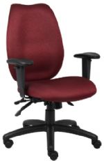 Boss Office Products B1002-BY High Back Task Chair, Burgundy, High-back styling upholstered with commercial grade fabric, Adjustable height armrests with soft polyurethane, Adjustable tilt tension control, Seat tilt lock allows the seat to lock throughout the tilt range, Frame Color Black, Cushion Color Burgundy, Arm Height: 24.5"-31" H, Seat Size: 20" W x 19" D, Seat Height: 18"-22" H, Overall Size: 30.5" W x 27" D x 38.5-44" H, UPC 751118100242 (B1002BY B1002-BY B1002BY) 