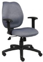 Boss Office Products B1014-GY Grey Task Chair W/ Adjustable Arms, Mid-back styling with firm lumbar support, Elegant styling upholstered with commercial grade fabric, Sculptured seat cushion made from molded foam that contour to the shape of your body, Optional adjustable height armrests, Adjustable tilt tension that accommodates all different size users, Fabric Type: Task, Frame Color: Black, Cushion Color: Grey, Seat Size: 20" W x 19" D, UPC 751118101423 (B1014GY B1014-GY B1-014GY) 