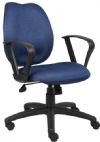 Boss Office Products B1015-BE Blue Task Chair W/Loop Arms, Elegant styling upholstered with commercial grade fabric, Standard loop arms, Large 27" nylon base for greater stability, Adjustable tilt tension that accommodates all different size users, Frame Color Black, Cushion Color Blue, Arm Height: 25.5-29"H, Seat Size: 20"W x 19"D, Seat Height: 18.5" - 22", Overall Size: 26"W x 27"D x 36.5"-42"H, Weight Capacity: 250lbs, UPC 751118101539 (B1015BE B1015-BE B1-015BE) 
