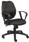 Boss Office Products B1015-BK Black Task Chair W/Loop Arms, Elegant styling upholstered with commercial grade fabric, Standard loop arms, Large 27" nylon base for greater stability, Adjustable tilt tension that accommodates all different size users, Frame Color Black, Cushion Color Black, Arm Height: 25.5-29"H, Seat Size: 20"W x 19"D, Seat Height: 18.5" - 22", Overall Size: 26"W x 27"D x 36.5"-42"H, Weight Capacity: 250lbs, UPC 751118101515 (B1015BK B1015-BK B1-015BK) 