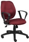 Boss Office Products B1015-BY Burgundy Task Chair W/Loop Arms, Elegant styling upholstered with commercial grade fabric, Standard loop arms, Large 27" nylon base for greater stability, Adjustable tilt tension that accommodates all different size users, Frame Color Black, Cushion Color Burgundy, Arm Height: 25.5-29"H, Seat Size: 20"W x 19"D, Seat Height: 18.5" - 22", Overall Size: 26"W x 27"D x 36.5"-42"H, Weight Capacity: 250lbs, UPC 751118101546 (B1015BY B1015-BY B1-015BY) 
