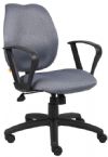 Boss Office Products B1015-GY Burgundy Task Chair W/Loop Arms, Elegant styling upholstered with commercial grade fabric, Standard loop arms, Large 27" nylon base for greater stability, Adjustable tilt tension that accommodates all different size users, Frame Color Black, Cushion Color Grey, Arm Height: 25.5-29"H, Seat Size: 20"W x 19"D, Seat Height: 18.5" - 22", Overall Size: 26"W x 27"D x 36.5"-42"H, Weight Capacity: 250lbs, UPC 751118101546 (B1015GY B1015-GY B1-015GY) 