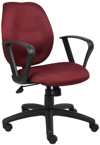 Boss Office Products B1015-BY Burgundy Task Chair W/Loop Arms, Elegant styling upholstered with commercial grade fabric, Standard loop arms, Large 27