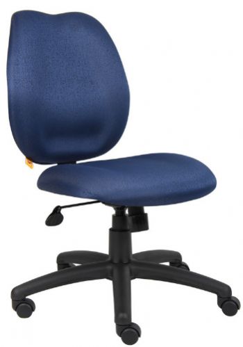 Boss Office Products B1016-BE Blue Task Chair, Mid-back styling with firm lumbar support, Elegant styling upholstered with commercial grade fabric, Sculptured seat cushion made from molded foam that contour to the shape of your body, Adjustable tilt tension that accommodates all different size users, Hooded double wheel casters, Fabric Type: Task, Frame Color: Black, Cushion Color: Blue, Seat Size: 20