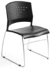 Boss Office Products B1400-BK-1 Black Stack Chair With Chrome Frame, 1Pc Pack; Economical stack chair provides superior durability and lumbar support; Black polypropylene seat and back; Solid chrome frame; An opening integrated in the sculpted seat back allows for ease of movement and stacking; May be stacked 16 high on dolly (model# D100, black polished steel with casters); Back Size: 17.5" W x 12.5" H; Seat Size: 18.5" W x 18" D; UPC 751118140019 (B1400BK1 B1400-BK-1 B-1400BK1) 