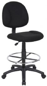 Boss Office Products B1615-BK Drafting Stool (B315-Bk) W/Footring - Black, Contoured back and seat help to relieve back-strain, Pneumatic gas lift seat height adjustment, Large 27" nylon base for greater stability, Hooded double wheel casters, Strong 20" diameter chrome foot, Optional glides can be used in place of casters (TU021), Fabric Type Tweed, Frame Color: Black, Cushion Color: Black, Seat Size: 17.5" W x 16.5" D, UPC 751118161519 (B1615BK B1615-BK B1615BK) 