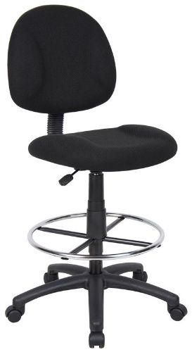 Boss Office Products B1615-BK Drafting Stool (B315-Bk) W/Footring - Black, Contoured back and seat help to relieve back-strain, Pneumatic gas lift seat height adjustment, Large 27