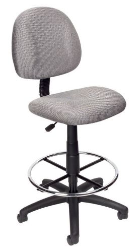 Boss Office Products B1615-GY Drafting Stool (B315-Gy) W/Footring - Grey, Contoured back and seat help to relieve back-strain, Pneumatic gas lift seat height adjustment, Large 27