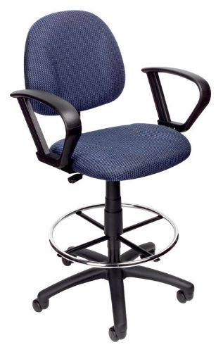 Boss Office Products B1616-BE Drafting Stool (B315-Be) W/Footring And Adjustable Arms, Contoured back and seat help to relieve back-strain, Pneumatic gas lift seat height adjustment, Large 27
