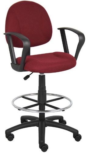 Boss Office Products B1617-BY Drafting Stool (B315-By) W/Footring And Loop Arms, Contoured back and seat help to relieve back-strain, Pneumatic gas lift seat height adjustment, Large 27