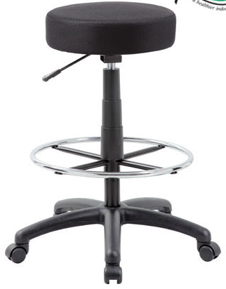 Boss Office Products B16210-BK The DOT Drafting Stool, Black, Upholstered in breathable vibrant colored mesh, Adjustable seat height, Dual wheel casters allow for easy movement, Black nylon base and a pneumatic gas lift, Chrome footring, Cushion Color: Black, Molded foam seat for improved durability, Seat Size: 16