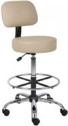 Boss Office Products B16245-BG Caressoft Medical/Drafting Stool W/ Back Cushion; Ergonomic design emulates the natural shape of the spine to increase comfort and productivity; Upholstered in durable Caressoft vinyl for easy maintenance and cleaning; Adjustable seat height with a 6" vertical height range; Attractive chrome finish on the base, foot ring and gas lift; Dimension 25 W x 25 D x 41 -47 H in; Frame Color Chrome; UPC 751118245929 (B16245BG B16245-BG B16245BG) 