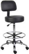 Boss Office Products B16245-BK Caressoft Medical/Drafting Stool W/ Back Cushion; Ergonomic design emulates the natural shape of the spine to increase comfort and productivity; Upholstered in durable Caressoft vinyl for easy maintenance and cleaning; Adjustable seat height with a 6" vertical height range; Attractive chrome finish on the base, foot ring and gas lift; Dimension 25 W x 25 D x 41 -47 H in; Frame Color Chrome; UPC 751118245912 (B16245BK B16245-BK B16245BK) 