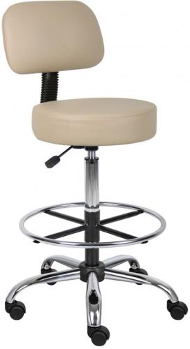 Boss Office Products B16245-BG Caressoft Medical/Drafting Stool W/ Back Cushion; Ergonomic design emulates the natural shape of the spine to increase comfort and productivity; Upholstered in durable Caressoft vinyl for easy maintenance and cleaning; Adjustable seat height with a 6
