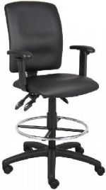 Boss Office Products B1646 Multi-Function Leatherplus Drafting Stool W/ Adjustable Arms, Upholstered in Black LeatherPlus, Back angle lock allows the back to lock throughout the angle range for perfect back support, Seat tilt lock allows the seat to lock throughout the tilt range, Pneumatic gas lift seat height adjustment, Dimension 27 W x 35.5 D x 43.5 -48 H in, Frame Color Black, Cushion Color Black, Seat Size 19.5"W X 17.5"D, UPC 751118164602 (B1646 B1646) 