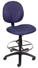 Boss Office Products B1690-BE Blue Fabric Drafting Stools W/Footring, Contoured back and seat help to relieve back-strain, Large 27" nylon base for greater stability, Hooded double wheel casters, Strong 20" diameter chrome foot, Frame Color: Black, Cushion Color: Blue, Seat Size: 20" W x 18" D, Seat Height: 26.5" -31.5" H, Wt. Capacity (lbs): 250, Item Weight: 36 lbs, UPC 751118169034 (B1690BE B1690-BE B1690BE) 