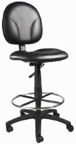 Boss Office Products B1690-CS Black Caressoft Fabric Drafting Stools W/Footring, Contoured back and seat help to relieve back-strain, Large 27" nylon base for greater stability, Hooded double wheel casters, Strong 20" diameter chrome foot, Frame Color: Black, Cushion Color: Black, Seat Size: 20" W x 18" D, Seat Height: 26.5" -31.5" H, Wt. Capacity (lbs): 250, Item Weight: 36 lbs, UPC 751118169089 (B1690CS B1690-CS B1690CS) 