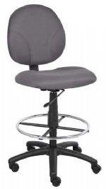 Boss Office Products B1690-GY Grey Fabric Drafting Stools W/Footring, Contoured back and seat help to relieve back-strain, Large 27" nylon base for greater stability, Hooded double wheel casters, Strong 20" diameter chrome foot, Frame Color: Black, Cushion Color: Grey, Seat Size: 20" W x 18" D, Seat Height: 26.5" -31.5" H, Wt. Capacity (lbs): 250, Item Weight: 36 lbs, UPC 751118169027 (B1690GY B1690-GY B1690GY) 