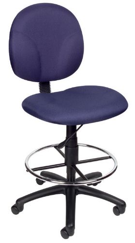 Boss Office Products B1690-BE Blue Fabric Drafting Stools W/Footring, Contoured back and seat help to relieve back-strain, Large 27