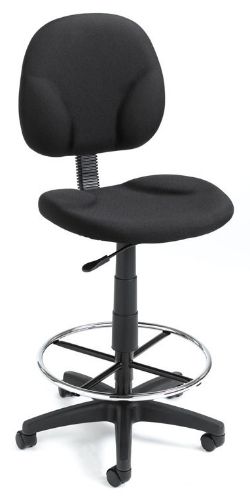 Boss Office Products B1690-BK Black Fabric Drafting Stools W/Footring, Contoured back and seat help to relieve back-strain, Large 27