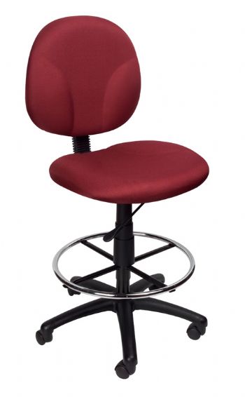 Boss Office Products B1690-BY Burgundy Fabric Drafting Stools W/Footring, Contoured back and seat help to relieve back-strain, Large 27