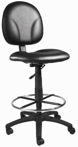 Boss Office Products B1690-CS Black Caressoft Fabric Drafting Stools W/Footring, Contoured back and seat help to relieve back-strain, Large 27