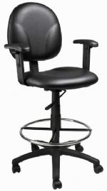 Boss Office Products B1691-CS Black Caressoft Fabric Drafting Stools W/Adj Arms & Footring, Contoured back and seat help to relieve back-strain, Large 27" nylon base for greater stability, Hooded double wheel casters, Strong 20" diameter chrome foot, With adjustable arms, Frame Color: Black, Cushion Color: Black, Seat Size: 20" W x 18" D, Seat Height: 26.5" -31.5" H, Wt. Capacity (lbs): 250, Item Weight: 42 lbs, UPC 751118169188 (B1691CS B1691-CS B1691CS) 