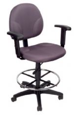 Boss Office Products B1691-GY Grey Fabric Drafting Stools W/Adj Arms & Footring, Contoured back and seat help to relieve back-strain, Large 27" nylon base for greater stability, Hooded double wheel casters, Strong 20" diameter chrome foot, With adjustable arms, Frame Color: Black, Cushion Color: Grey, Seat Size: 20" W x 18" D, Seat Height: 26.5" -31.5" H, Wt. Capacity (lbs): 250, Item Weight: 42 lbs, UPC 751118169126 (B1691GY B1691-GY B1691GY) 