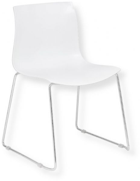 Boss Office B1700-W-4 White Guest Chair With Chrome Frame, Set of 4, Made of Polypropylene, White Color; Easy to clean and light weight; Armless Minimalist style of the white with the shining chrome sled base; Product  Dimensions 22.5W