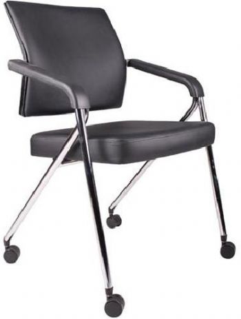 Boss Office Products B1800-CP-2 Black Caressoft Plus Training Chair With Chrome Frame In A Box, Upholstered in ultra soft durable and breathable Caressoft Plus, Seats fold to allow chairs to nest together for easy storage, Dual wheel casters allow for easy movement, Sturdy metal frame with attractive chrome finish, Dimension 23.5 W x 23 D x 33.5 H in, Fabric Type Crepe, Frame Color Black, Cushion Color Grey, Seat Size 18.5