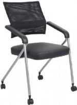 Boss Office Products B1806P-BK-2 Black Mesh Training Chair With Pewter Frame In A Box, Seat upholstered in ultra soft durable and breathable CaressoftPlus and the back is upholstered in breathable mesh, Seats fold to allow chairs to nest together for easy storage, Dual wheel casters allow for easy movement, Sturdy metal frame with attractive pewter finish, Dimension 23.5 W x 23 D x 33.5 H in, Fabric Type Mesh & CaressoftPlus, UPC 751118180091 PRICE IS PER UNIT, MUST BE PURCHASED IN PACK OF 2  