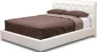 Wholesale Interiors B-180-8143-QUEEN Bed Queen Size Off-White, Contemporary queen bed frame, Platform bed includes slats; box spring not needed, Modern off-white leather, Kiln-dried solid wood frame, Polyurethane foam padding, Black plastic legs with non-marking feet (B1808143QUEEN B-180-8143-QUEEN B 180 8143 QUEEN) 