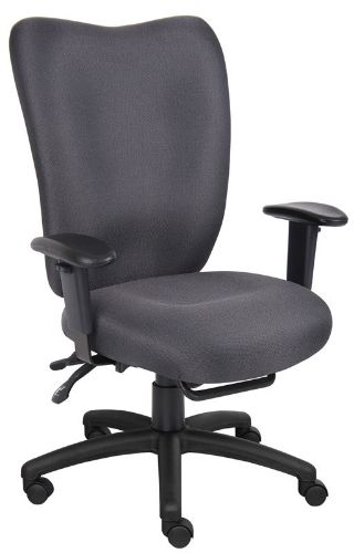 Boss Office Products B2007-SS-GY GreyTask Chair With 3 Paddle Mechanism W/ Seat Slider, Fabric High-Back chair with lumbar support, Elegant styling upholstered with commercial grade fabric, Adjustable height armrests with soft polyurethane pads, Seat tilt lock allows the seat to lock throughout the tilt range, With seat slider, Frame Color: Black, Cushion Color: Grey, Seat Size: 21