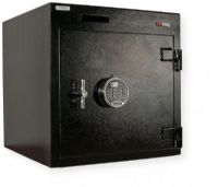 FireKing B2020S-FK1 Deposit Slot Safe, Black; B-Rate 0.5" Solid A36 Steel Door; Sledgehammer and Pry Bar Resistant; Auto Door Detent; Thick 1" In Diameter Chromed Live Locking Bolts, Spring-Loaded Relocker, Formed Full-Welded 0.25" Body; Adjustable Ball Bearing Hinge; U.L Approved Lock; Adjustable Shelves; SmartLogic FK1 Electronic Control Lock with LCD Screen; Dimensions 20.5" x 20.5" x 20"; Weight 190 lb (FIREKING-B2020S-FK1 FIREKINGB2020S-FK1 FIREKINGB2020SFK1 B2020S-FK1 B2020SFK1) 