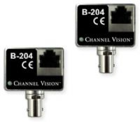 Channel Vision B-204 IP Camera Balun over Coaxial Converter Kit; Black; Perfect solution for updating analog based Security Surveillance systems to IP based systems by using the original coaxial cabling infrastructure; Sends video over 300 Feet over coax cable; UPC 690240026603 (B204 B-204 B-204 IP B-204-IP B-204KIT KIT-B-204BALUN) 