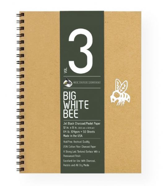 Bee Paper B204CB50-912 Big White Bee Jet Black Charcoal/Pastel Paper 12
