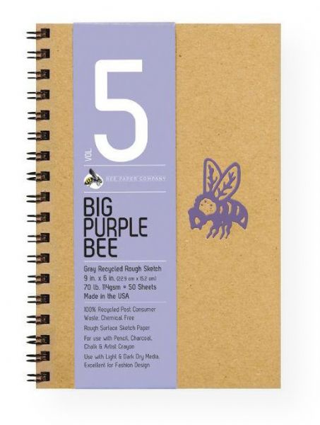 Bee Paper B206CB50-609 Big Purple Bee Gray Recycled Rough Sketch Paper 9