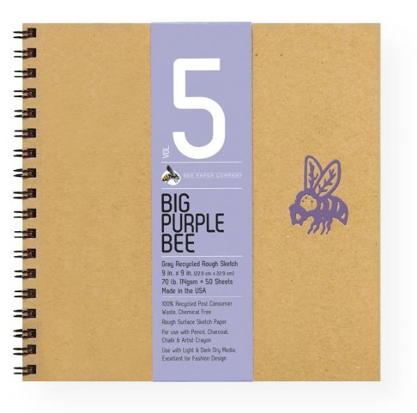 Bee Paper B206CB50-909 Big Purple Bee Gray Recycled Rough Sketch Paper 9