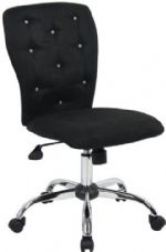 Boss Office Products B220-BK Boss Office Products B220-BK Tiffany Microfiber Chair-Black, Beautifully upholstered in Black Microfiber with crystal button tufting, Spring tilt mechanism, Upright locking positon, Pneumatic gas lift seat height adjustment, Dimension 25 W x 26 D x 35.5-39 H in, Fabric Type Microfiber, Frame Color Chrome, Cushion Color Black, Seat Size 19"W X 17.5"D, Seat Height 18.5"-22"H, Wt. Capacity (lbs) 250, Item Weight 27 lbs, UPC 751118022018 (B220BK B220-BK B2-20BK) 