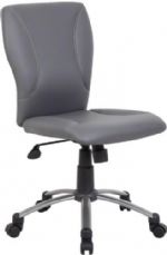 Boss Office Products B220-GY Tiffany CaressoftPlus Chair-Grey, Spring tilt mechanism, Upright locking positon, Pneumatic gas lift seat height adjustment, Dimension 25 W x 26 D x 35.5-39 H in, Frame Color Pewter, Cushion Color Grey, Seat Size 19"W X 17.5"D, Seat Height 18.5"-22"H, Wt. Capacity (lbs) 250, Item Weight 27 lbs, UPC 751118220209 (B220GY B220-GY B2-20GY) 