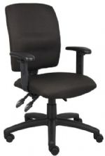 Boss Office Products B3036-BK Multi-Function Fabric Task Chair W/ Adjustable Arms, Upholstered in Black Crepe fabric, Back angle lock allows the back to lock throughout the angle range for perfect back support, Seat tilt lock allows the seat to lock throughout the tilt range, Pneumatic gas lift seat height adjustment, Dimension 27 W x 35.5 D x 35 -43.5 H in, Fabric Type Crepe, Frame Color Black, Cushion Color Black, Seat Size 19.5"W X 17.5"D, UPC 751118303612 (B3036BK B3036-BK B-3036BK) 