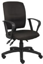 Boss Office Products B3037-BK Multi-Function Fabric Task Chair W/Loop Arms, Upholstered in Black Crepe fabric, Back angle lock allows the back to lock throughout the angle range for perfect back support, Seat tilt lock allows the seat to lock throughout the tilt range, Pneumatic gas lift seat height adjustment, Dimension 27 W x 35.5 D x 35 -43.5 H in, Fabric Type Crepe, Frame Color Black, Cushion Color Black, Seat Size 19.5"W X 17.5"D, UPC 751118303711 (B3037BK B3037-BK B-3037BK) 