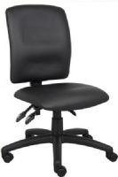 Boss Office Products B3045 Multi-Function Fabric Leatherplus Task Chair, Upholstered in Black LeatherPlus, Back angle lock allows the back to lock throughout the angle range for perfect back support, Seat tilt lock allows the seat to lock throughout the tilt range, Pneumatic gas lift seat height adjustment, Dimension 27 W x 35.5 D x 35 -43.5 H in, Frame Color Black, Cushion Color Black, Seat Size 19.5"W X 17.5"D, Seat Height 18"-21.5"H, UPC 751118304503 (B3045 B-3045) 