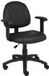 Boss Office Products B306 Black Posture Chair W/ Adjustable Arms, Beautifully upholstered in LeatherPlus, LeatherPlus is leather that has been infused with polyurethane for added softness and durability, Thick padded seat and back with built-in lumbar support, Waterfall seat reduces stress to your legs, Dimension 25 W x 25 D x 34.5-39.5 H in, Frame Color Black, Cushion Color Black, Seat Size 17.5" W x 16.5" D, Seat Height 19"-24" H, UPC 751118030617 (B306 B-306) 