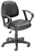 Boss Office Products B307 Black Posture Chair W/ Loop Arms, Beautifully upholstered in LeatherPlus, LeatherPlus is leather that has been infused with polyurethane for added softness and durability, Thick padded seat and back with built-in lumbar support, Waterfall seat reduces stress to your legs, Dimension 25 W x 25 D x 34.5-39.5 H in, Frame Color Black, Cushion Color Black, Seat Size 17.5" W x 16.5" D, Seat Height 19"-24" H, UPC 751118030716 (B307 B-307) 