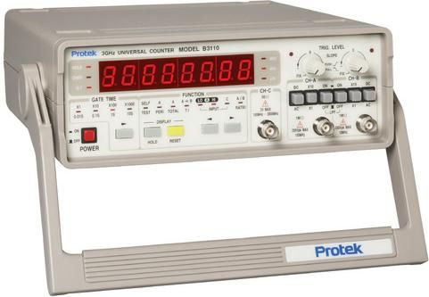 Protek B3110 Universal Counter, High accuracy frequency measurements to 3.0GHz, Measures Frequency, Period, Time Interval and Ratio and Totalize, High Stability TXCO, Variable Trigger level on Inputs A and B, Large Bright 8 digit LED display With gate time and function indicators (B3110 B-3110 B 3110 Protek B3110 ProtekB3110 Protek-B3110)