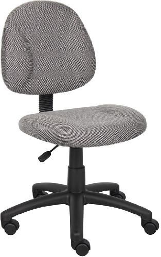 Boss Office Products B315-GY Grey Deluxe Posture Chair, Thick padded seat and back with built-in lumbar support, Waterfall seat reduces stress to legs, Adjustable back depth, Pneumatic seat height adjustment, Dimension 25 W x 25 D x 35-40 H in, Fabric Type Tweed, Frame Color Black, Cushion Color Grey, Seat Size 17.5